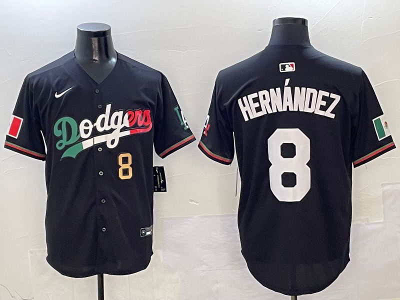 Men Los Angeles Dodgers #8 Hernandez Black Mexico Nike 2025 MLB Jersey style 4